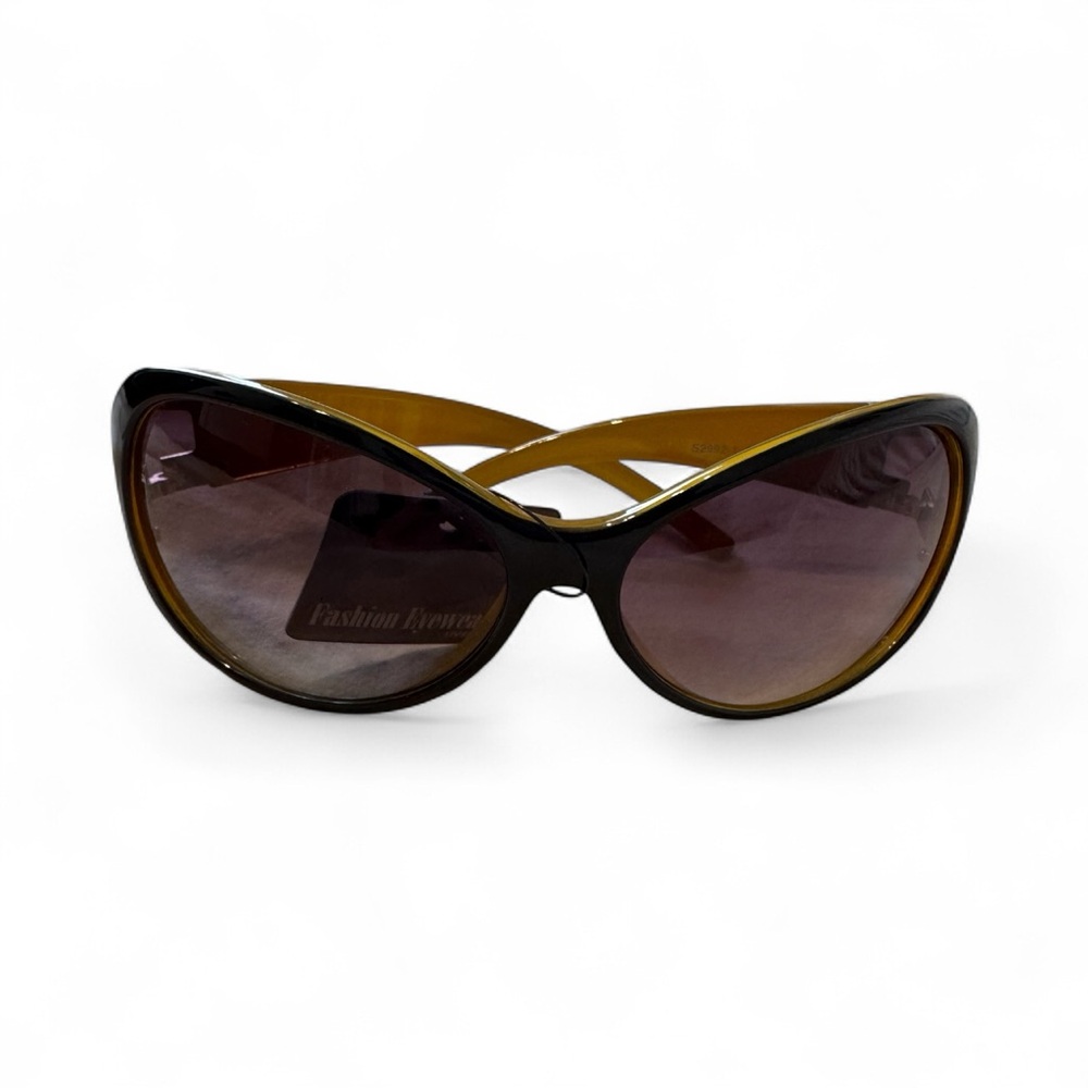 Black and Brown/Mustard Yellow Sunglasses NWT Fashion Eyewear